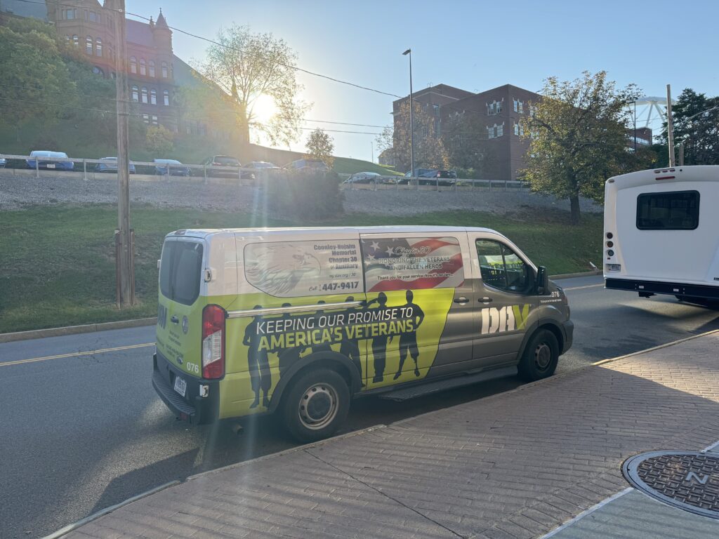 DAV truck outside the VA hospital in Syracuse