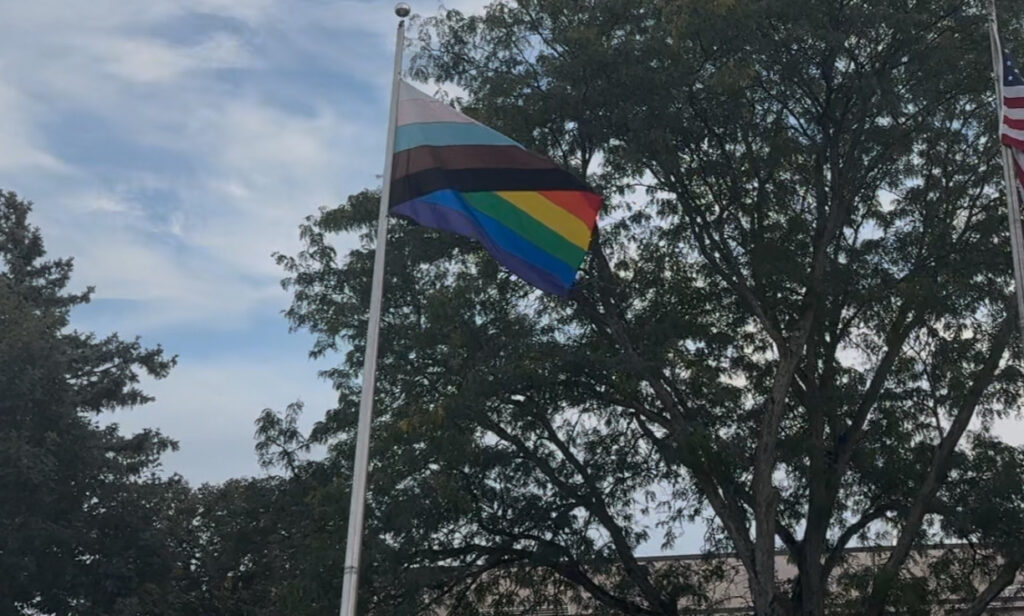 Pride flag on Syracuse University campus.