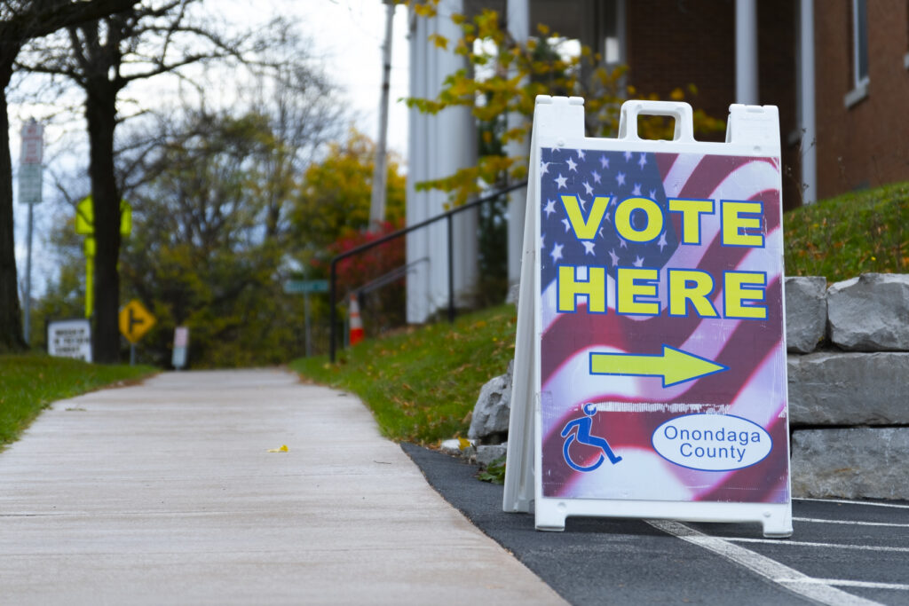 vote here sign in front of church