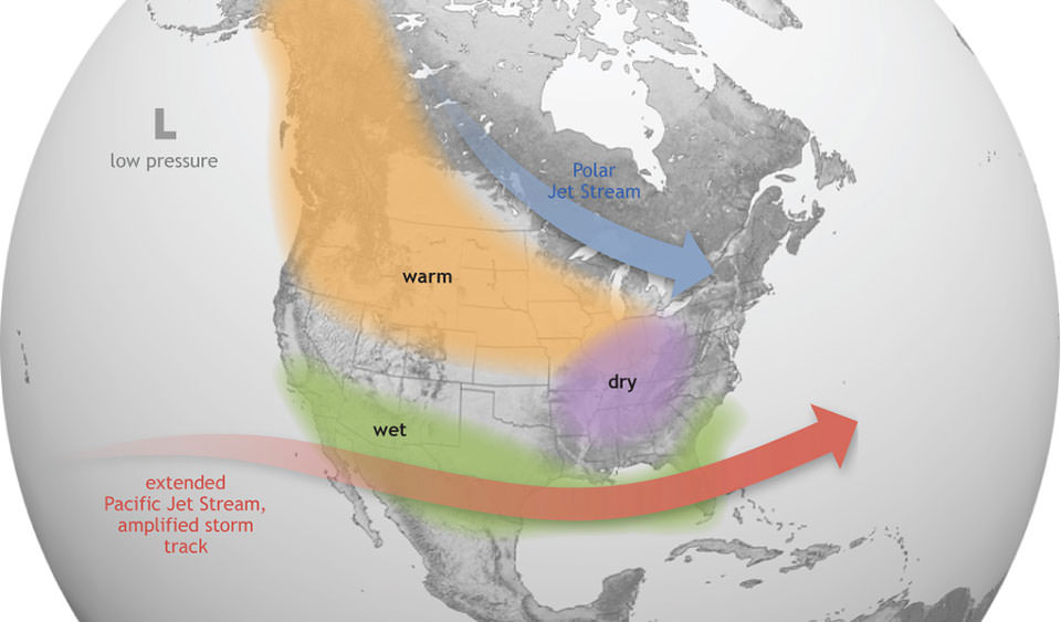 El Nino typically holds temperatures in the Northeast in a milder range.