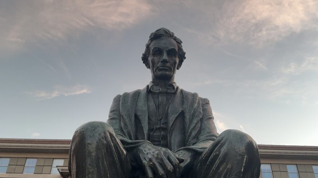 Abraham Lincoln statue outside Maxwell