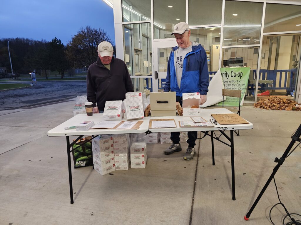 Donut stand outside the Nottingham High School polling location.