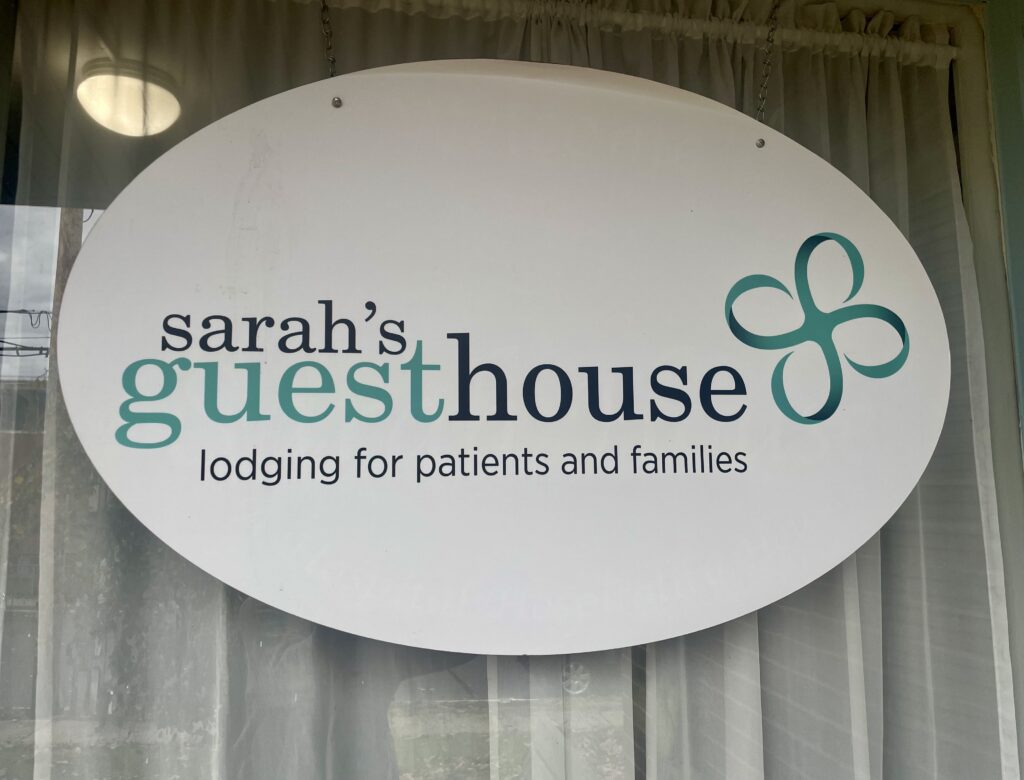 Image of the sign outside of Sarah's Guest House