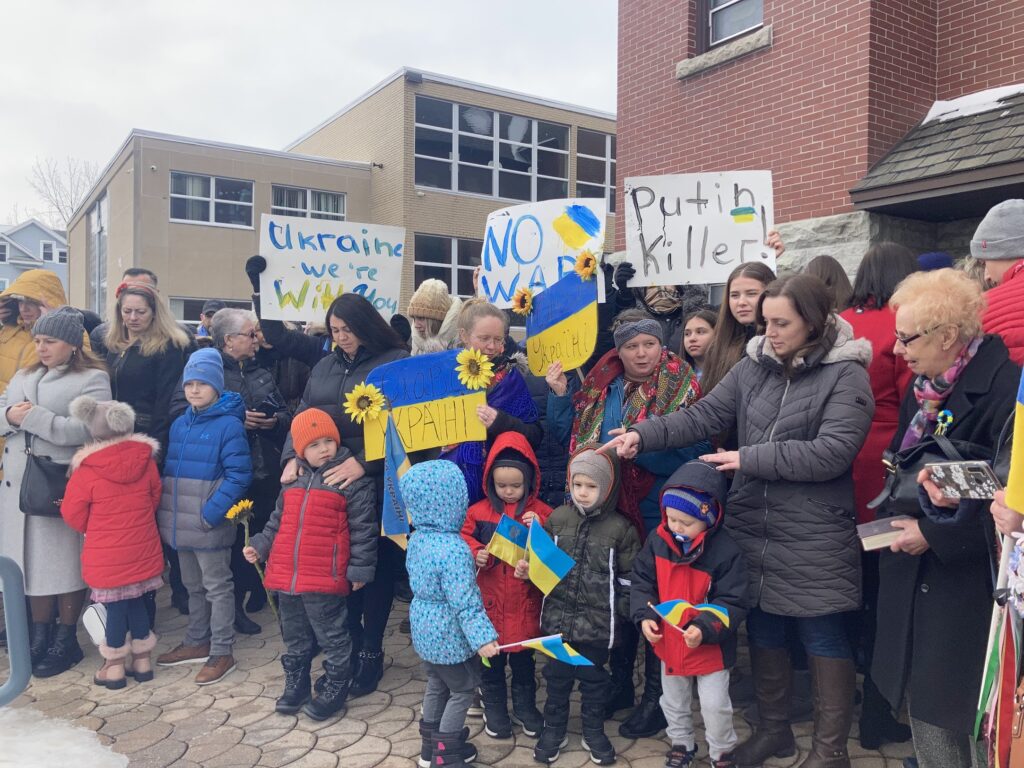 Ukrainian-Syracuse residents taking part in anti-Russia-Ukraine War rally back in 2022.
