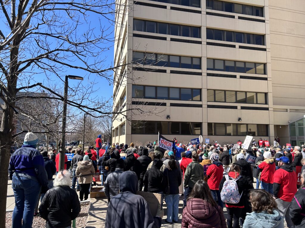Rally in front of building