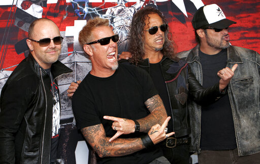 The four members of Metallica from left to right: Lars Ulrich, James Hetfield, Kirk Hammett and Robert Trujillo.