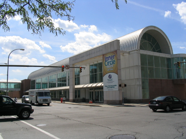 Street view of Oncenter convention building.