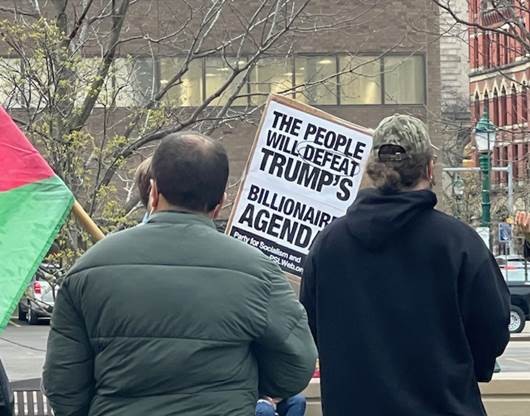 Protesters standing