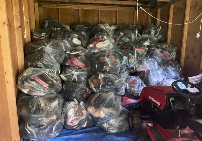 Bagged shoes from the 2024 Joey's Wish shoe drive.