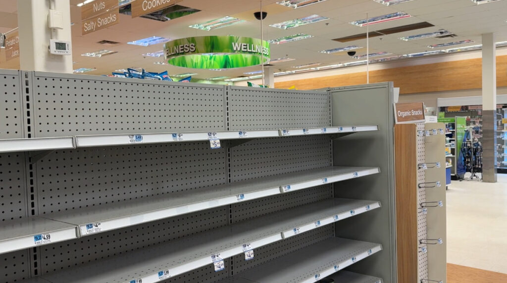 Empty shelves in soon to close Rite-Aid in North Syracuse / Photo Credit: Patrick Scanlon
