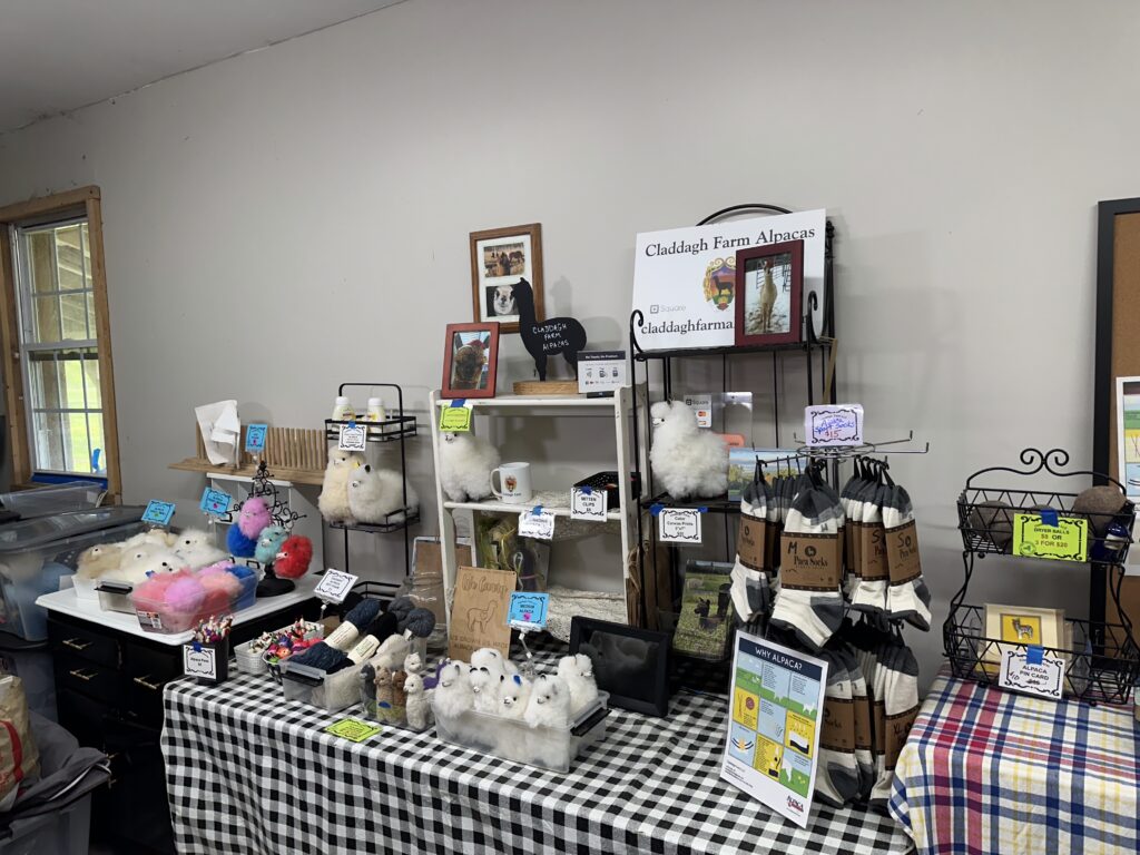 A wide range of products sold at the Claddagh farm visitor center.