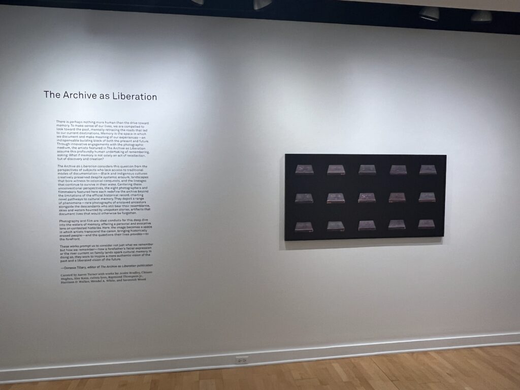 The opening exhibit from "The Archive as Liberation" featuring a statement from Donasia Tillery