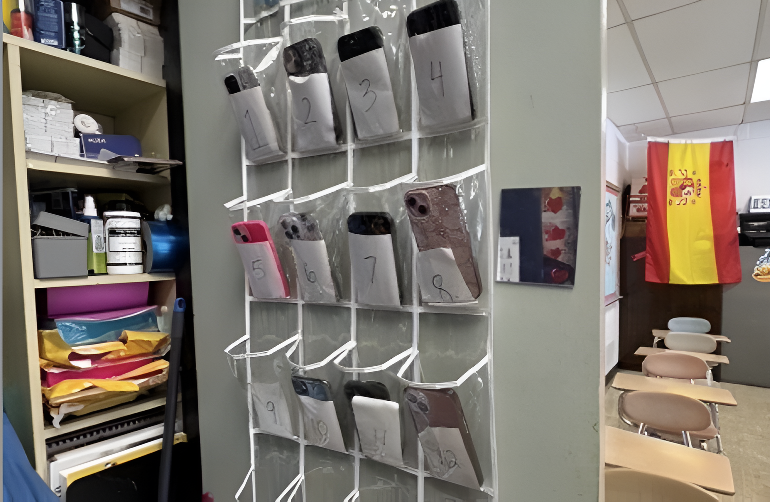 Phones in a phone storage