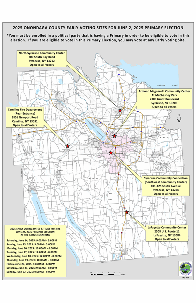 Early voting locations throughout Onondagao County