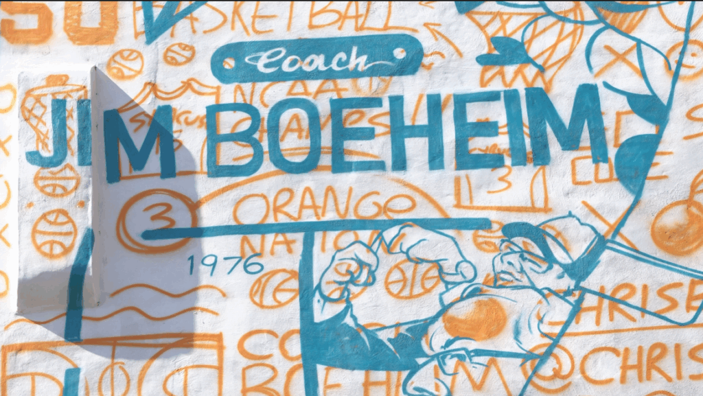 The Jim Boeheim writing on the mural.