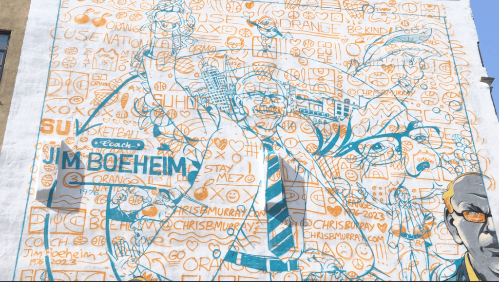 The Jim Boeheim writing on the mural.