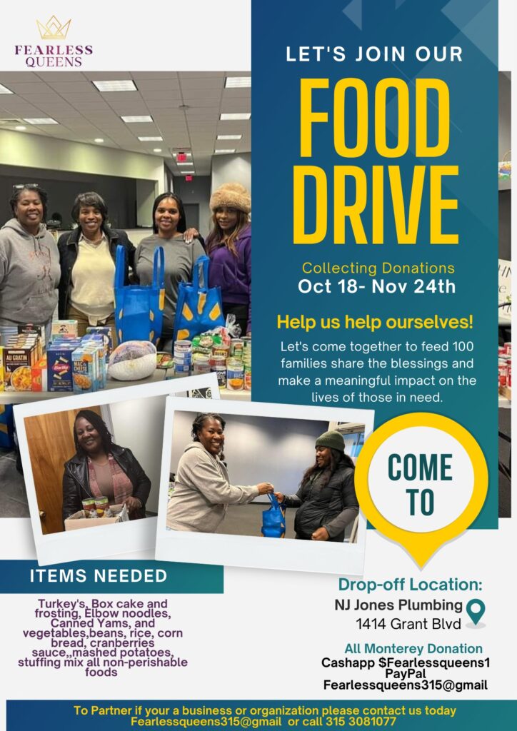 Flyer for Fearless Queen's Thanksgiving Giveback