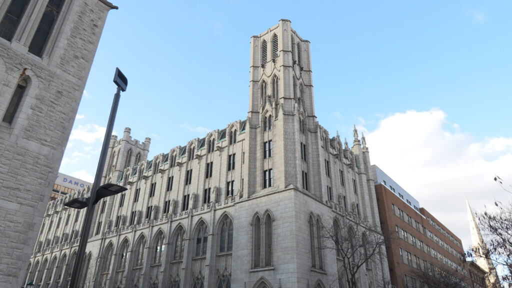 A photo of the historic Mitzah Tower in downtown Syracuse.