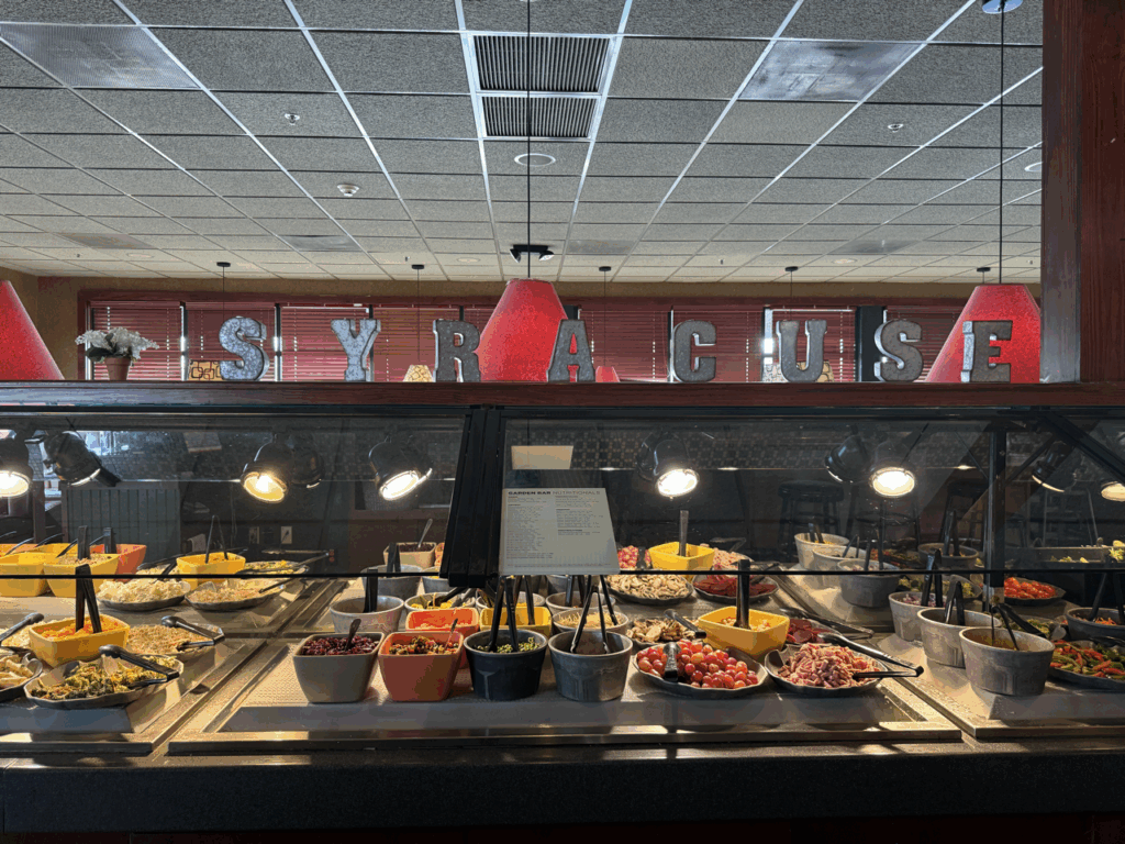 Buffet of prepared food inside Ruby Tuesday