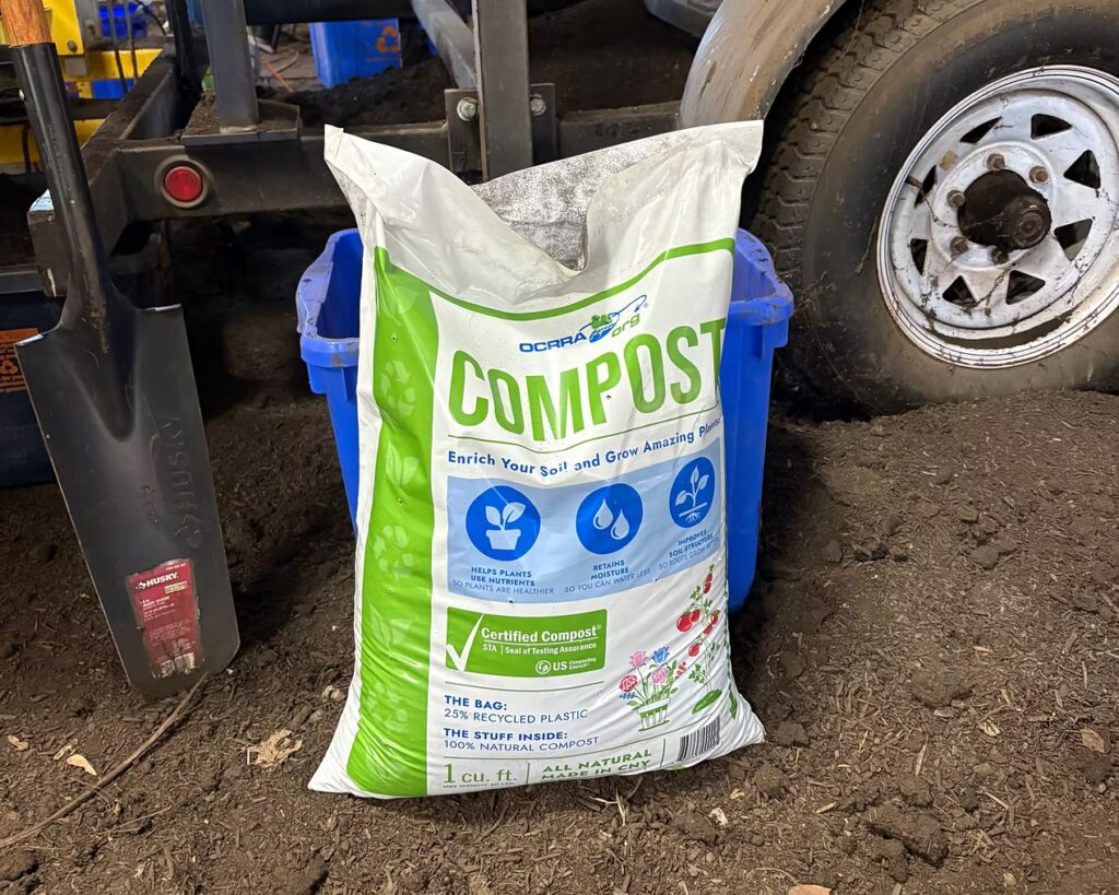 The compost can be bought bagged or by the truckload. Photo by Janice Ha