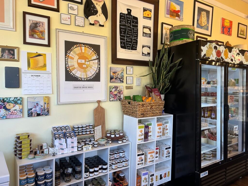 Interior of a cheese shop