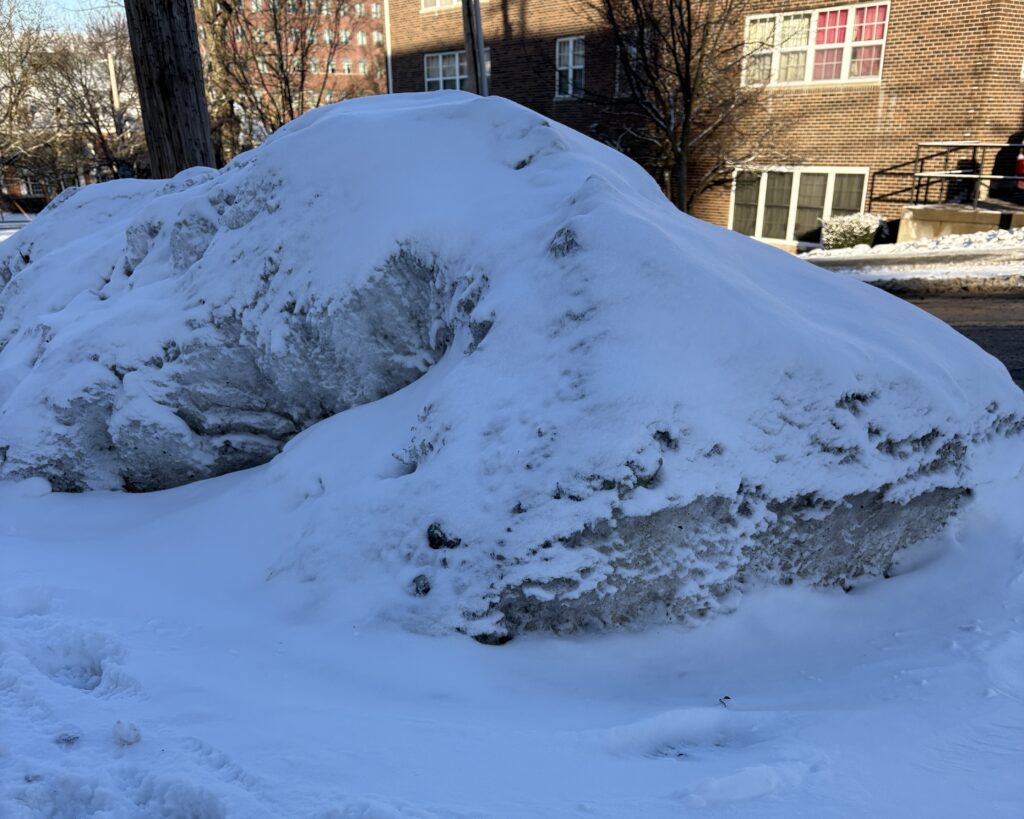A mound of snow and ice.