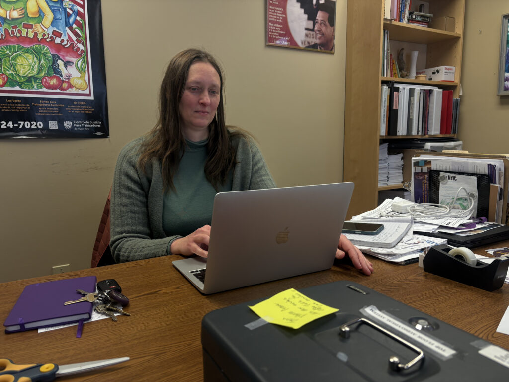Jessica Maxwell speaking during an interview in her office.