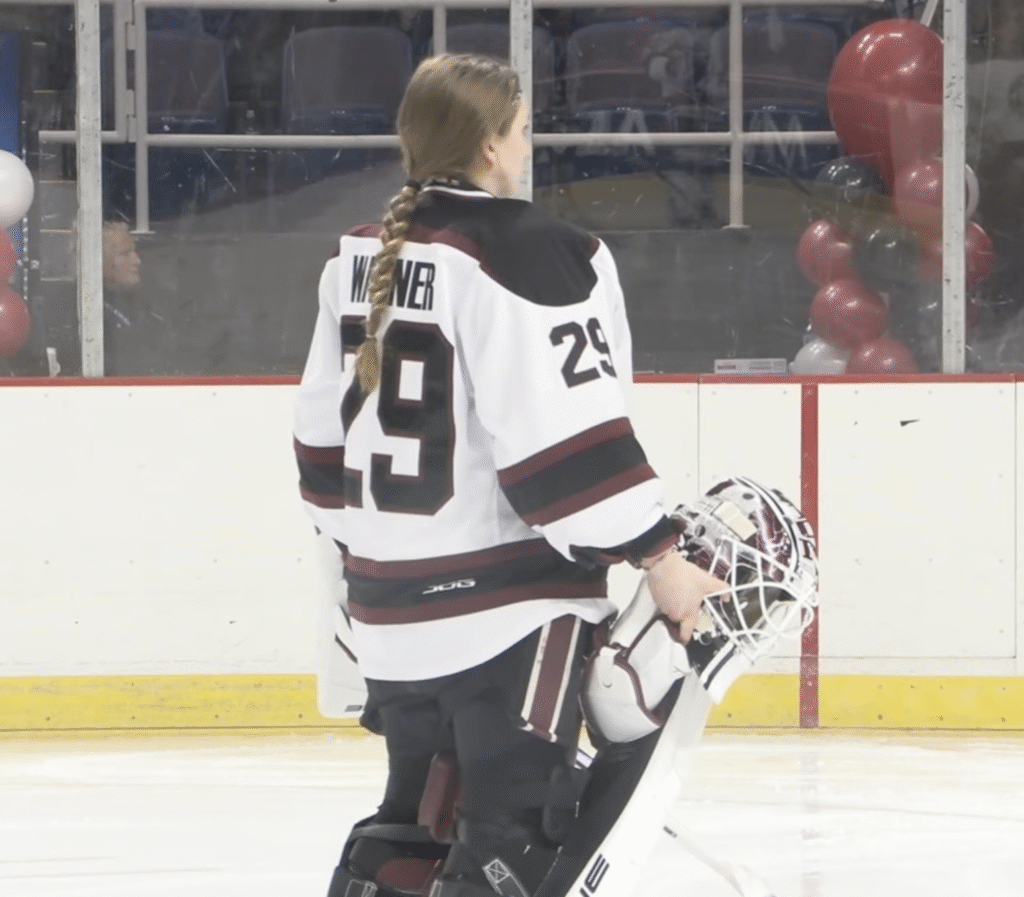 Monja Wagner standing on the ice before the game.