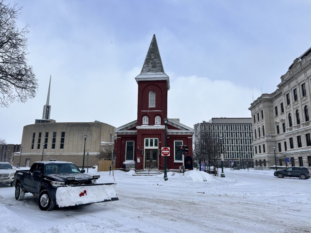Noble Cellars, originally the Wesleyan Methodist Church, built in 1846, was a crucial stop on the Underground Railroad. The Underground Railroad in Syracuse extended far beyond the Wesleyan church, but the building is one of the last of its kind still standing across Syracuse. ©Marisa Nuñez