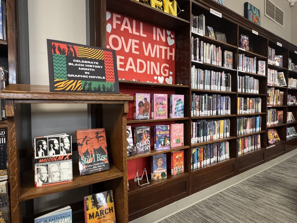 Black History Month book display at Beauchamp Branch Library.