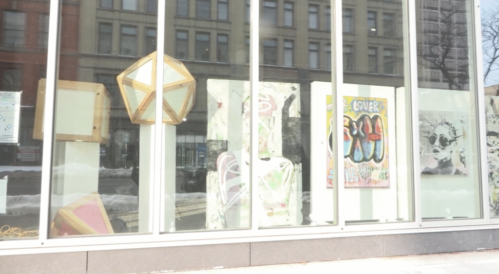 Some of the art taht art haus SYR has on display in a Downtown Syracuse storefront.