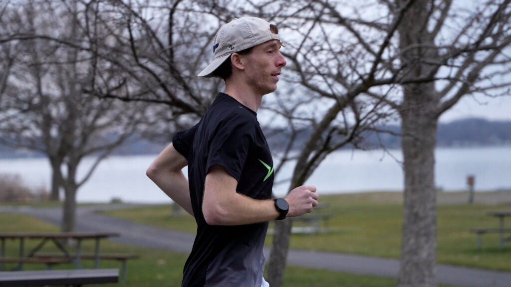 Close shot of man running