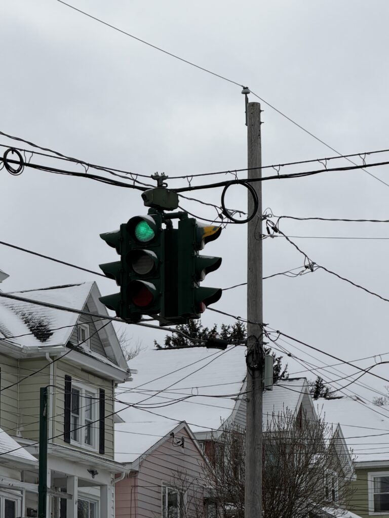 A look at the green on to traffic light in Tipps Hill, the only one of its kind in the United States.