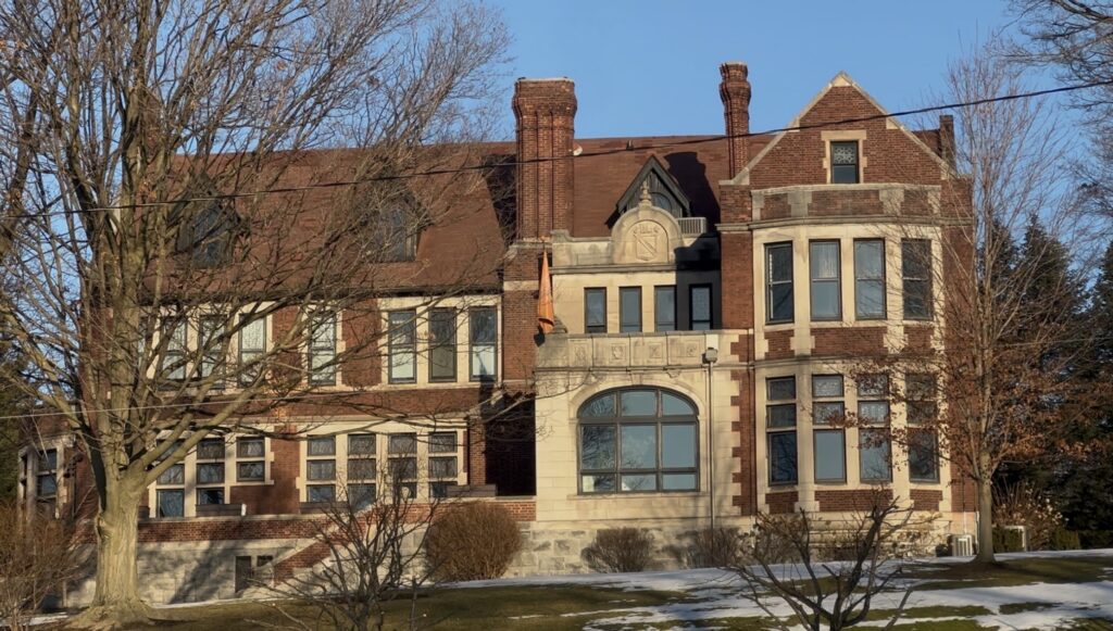The front of the Chancellors Mansion overlooking Walnut Street