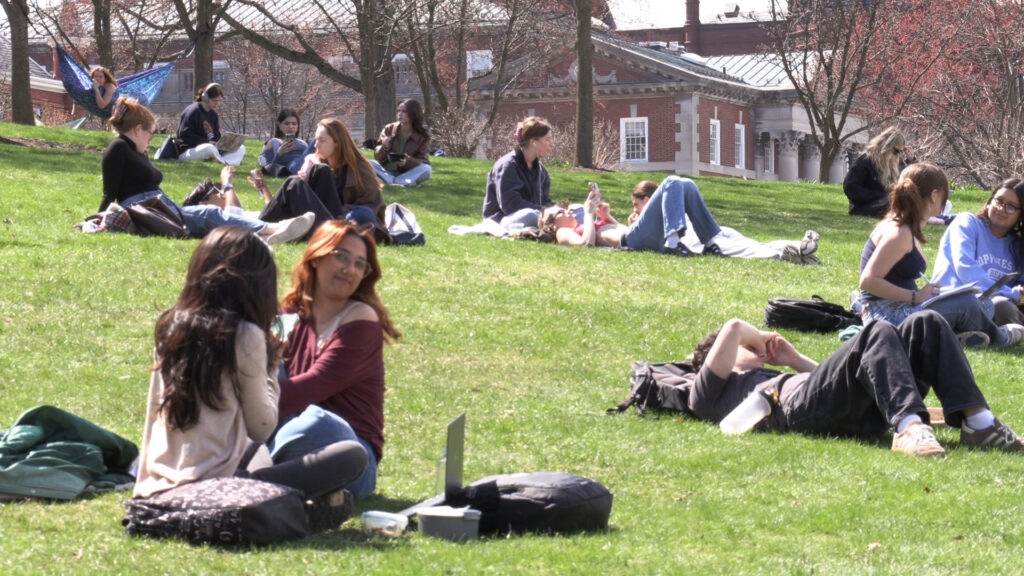 Students outside on the quad