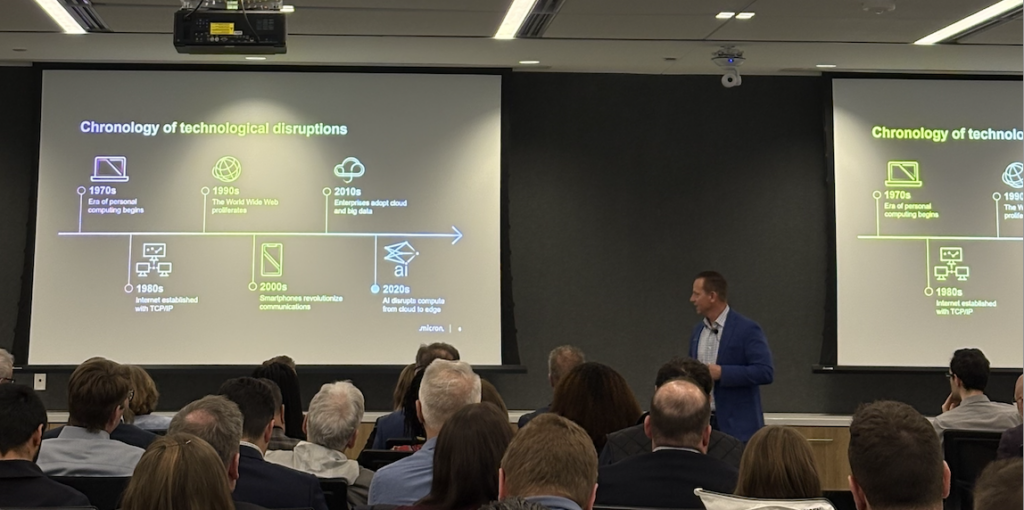 Man doing a presentation with images on a projector