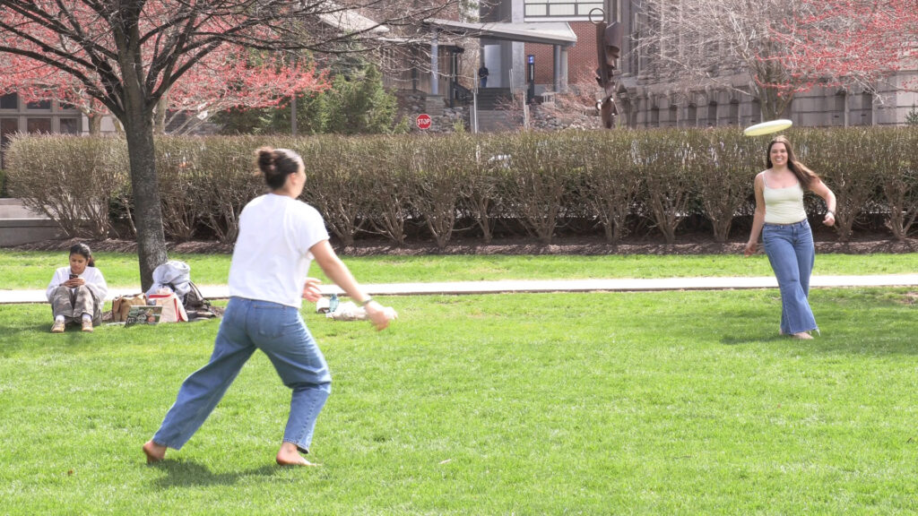 Frisbee throwing.