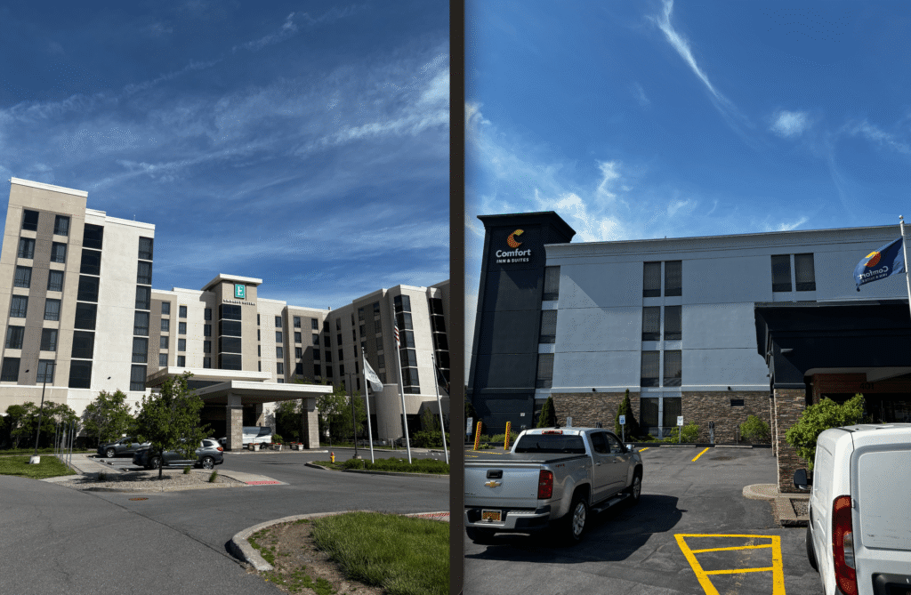 The Embassy Suites Hotel and the Comfort Inn & Suites Hotel in Syracuse