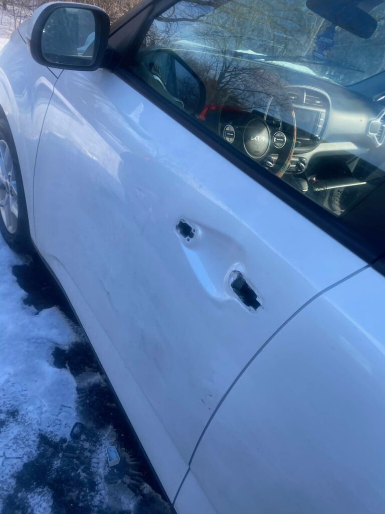 Jeremy Lloyd’s car after getting broken into in Nob Hill’s parking lot.
