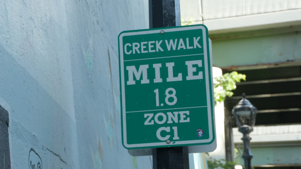 Onondaga Creekwalk mile marker.
