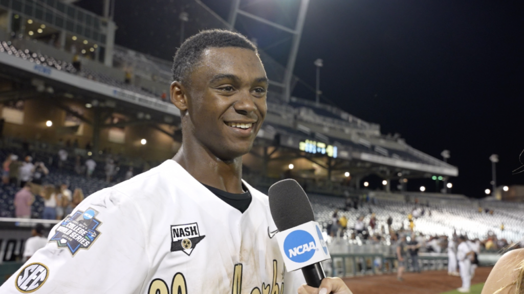 Enrique Bradfield Jr. taking in the environment in Omaha after a clutch walkoff win. 