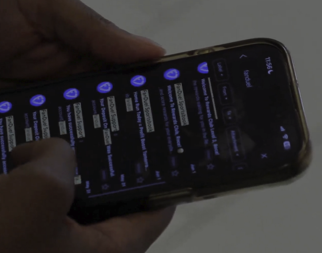 Phone showing emails