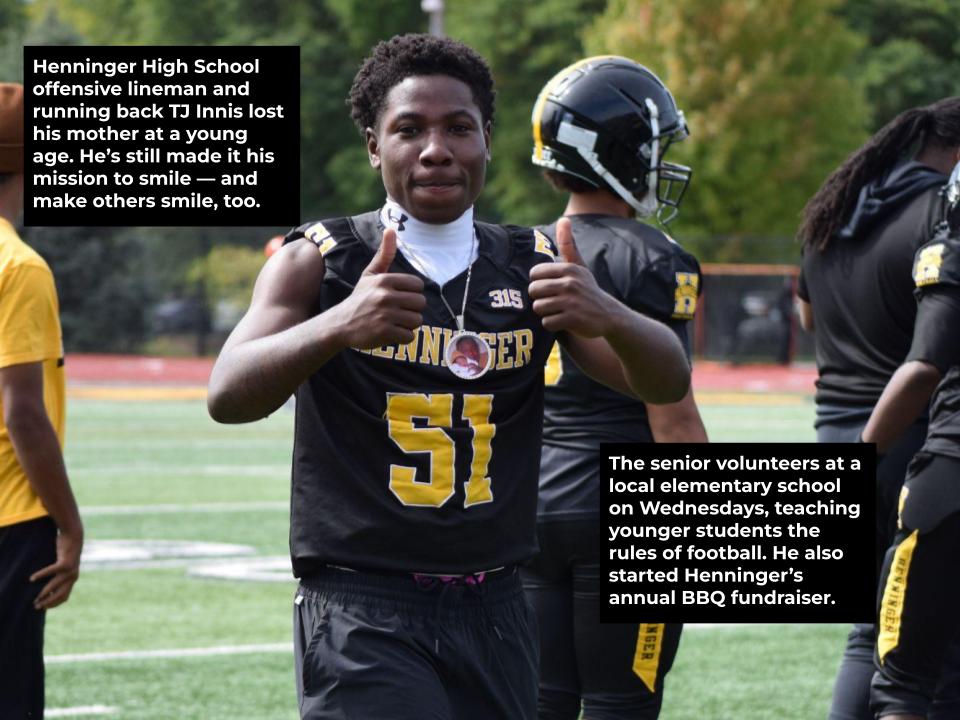 TJ Innis lost his mother at a young age, but he's remained positive and become a key contributor in the Syracuse community.