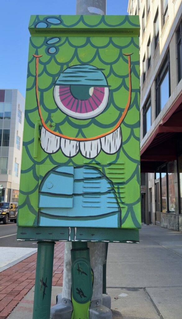 Utility Box painted to look like a monster